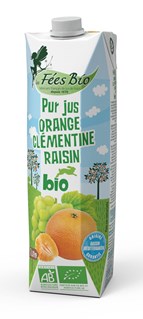 Les Fées Bio Jus d'orange/clementine/raisin blanc bio 1l - 7998